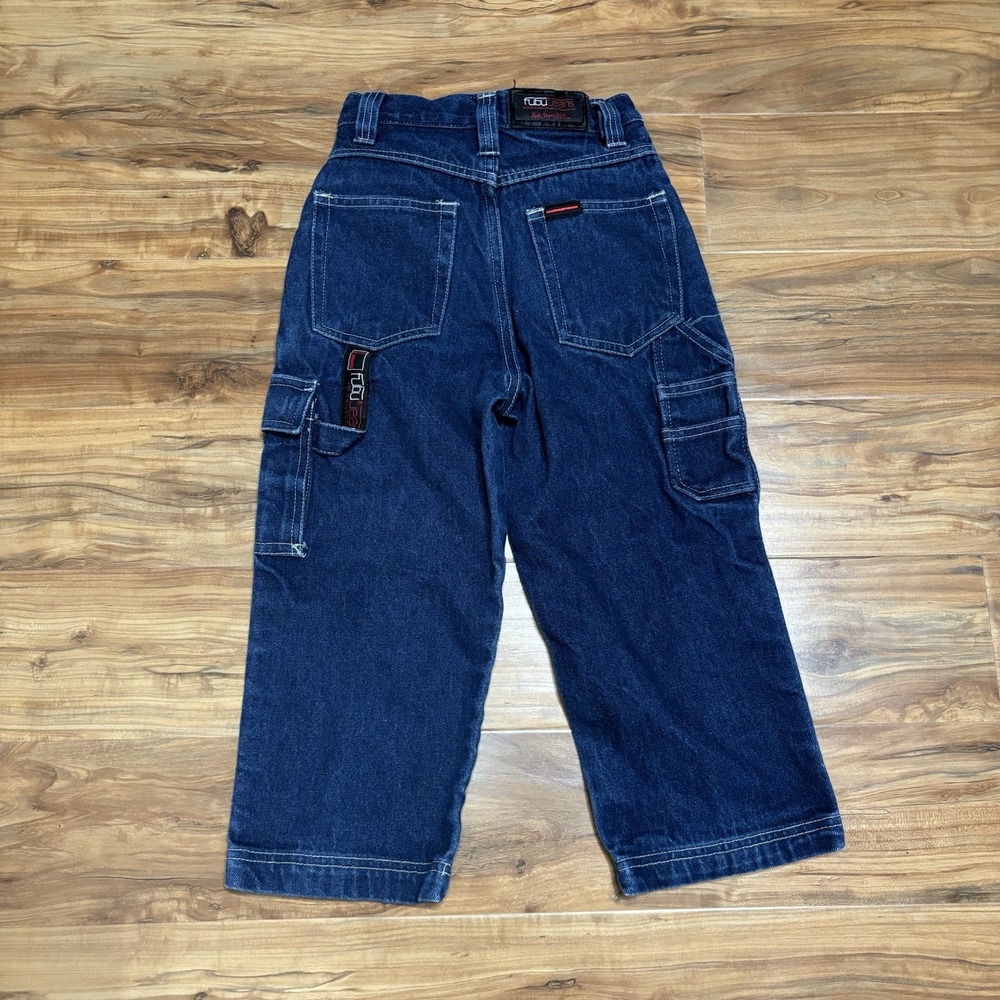 FUBU Denim Carpenter Pants Jeans Boy's 4 Blue Y2K Vintage Denim Wide Leg Baggy - Picture 7 of 9